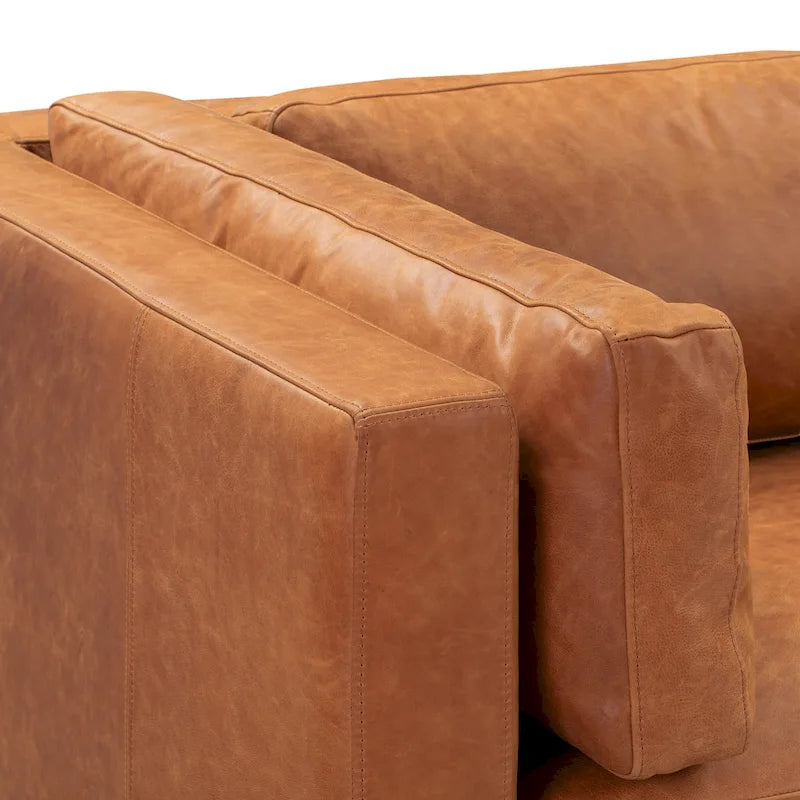 Poly & Bark Argan 93 Sofa in Cognac Tan - Full Grain Genuine Italian Leather