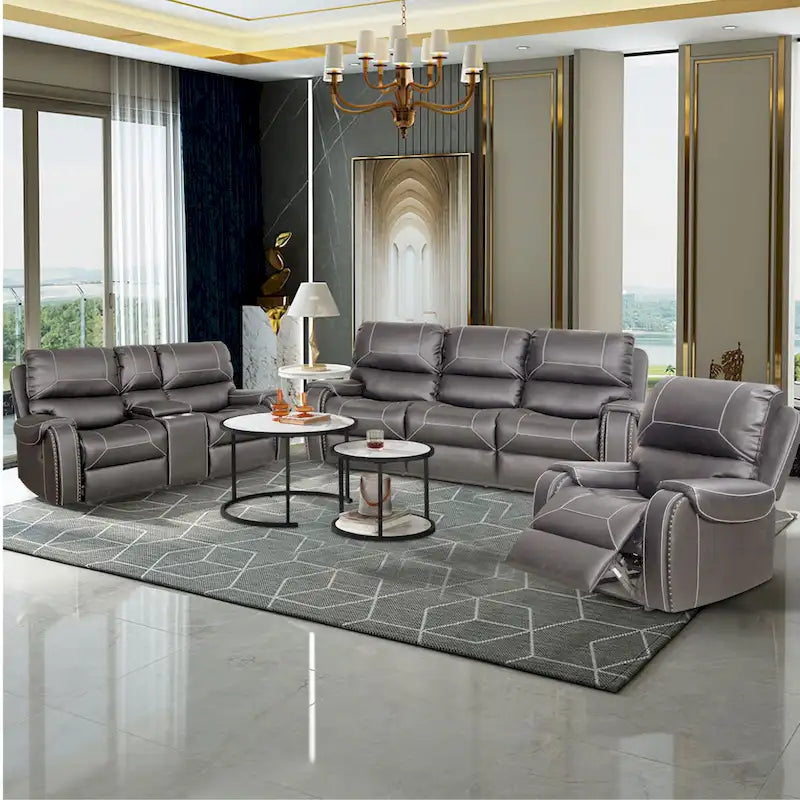 Contemporary Reclining Seating Collection Functional Sectional Sofa Set