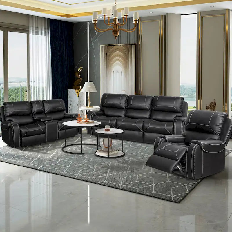 Contemporary Reclining Seating Collection Functional Sectional Sofa Set