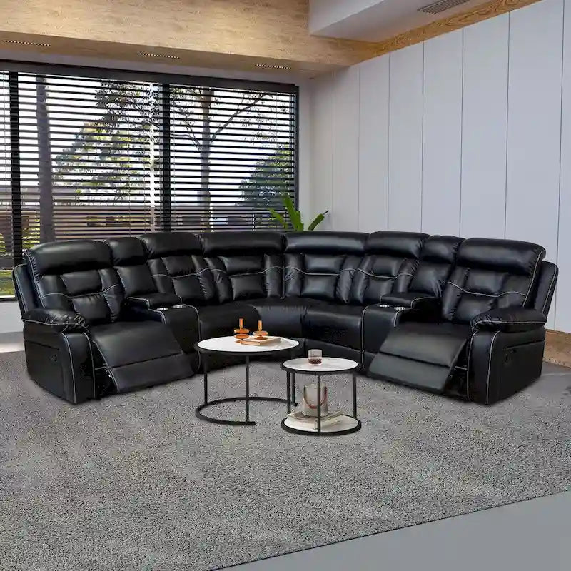 Contemporary Reclining Seating Collection Functional Sectional Sofa Set