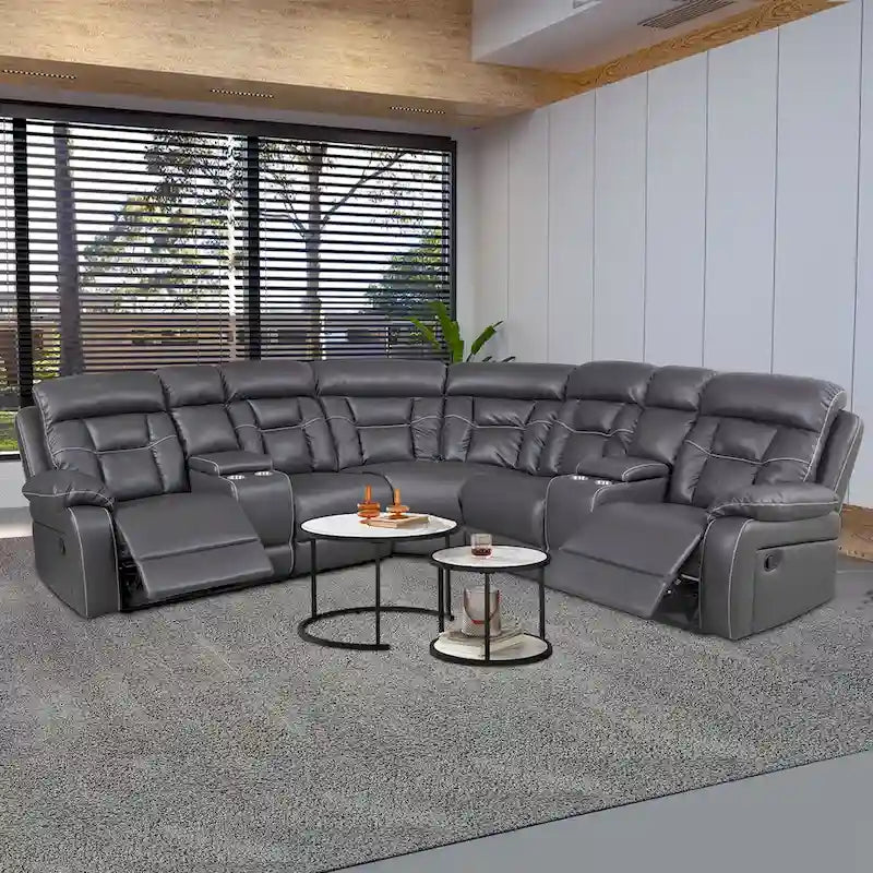 Contemporary Reclining Seating Collection Functional Sectional Sofa Set