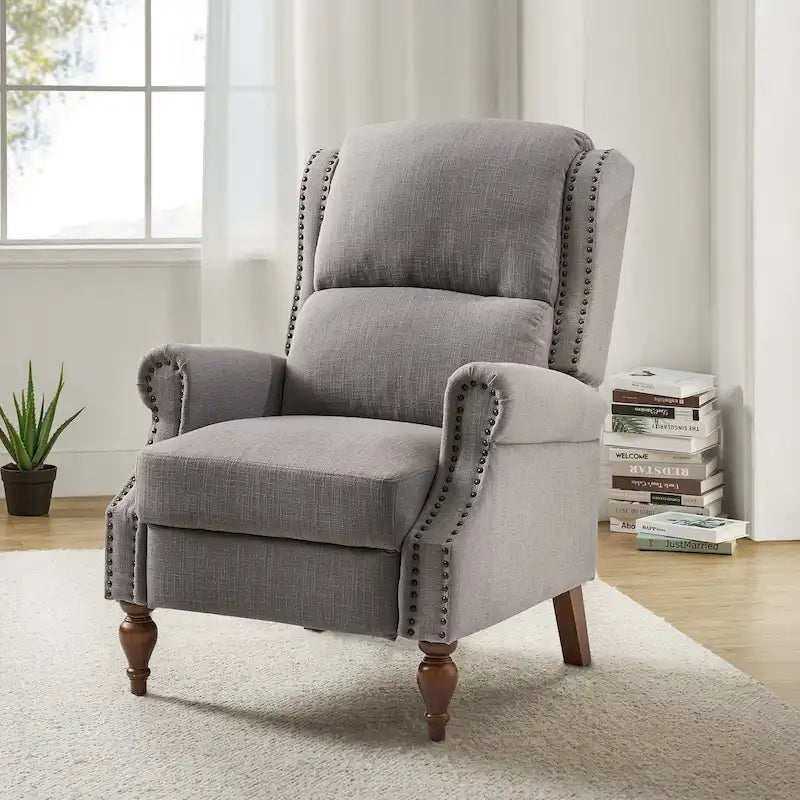 Terri Traditional Roll Arm Manual Recliner with Solid Wood Legs by HULALA HOME