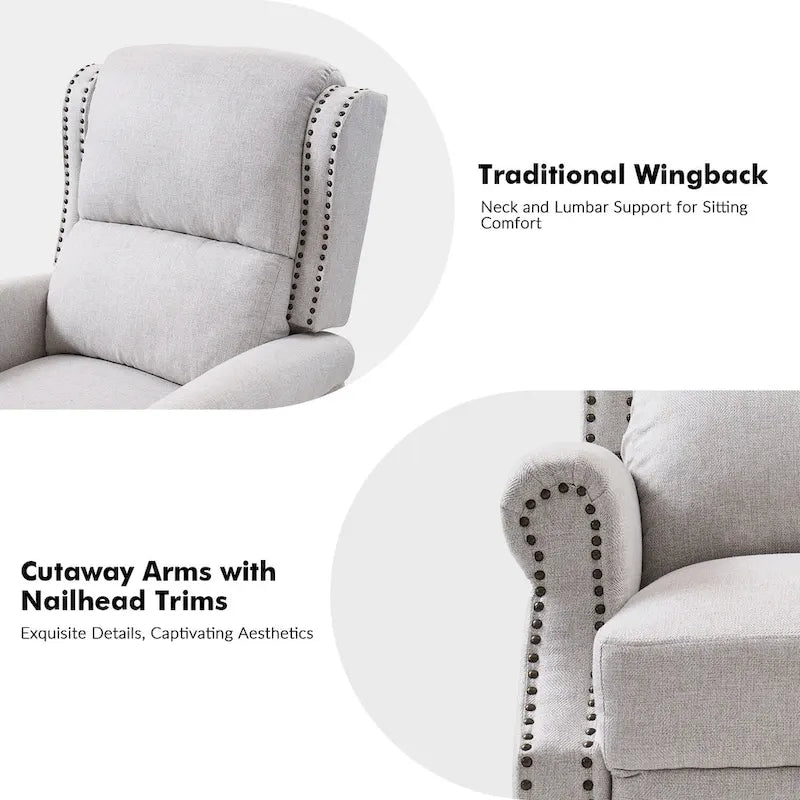 Terri Traditional Roll Arm Manual Recliner with Solid Wood Legs by HULALA HOME