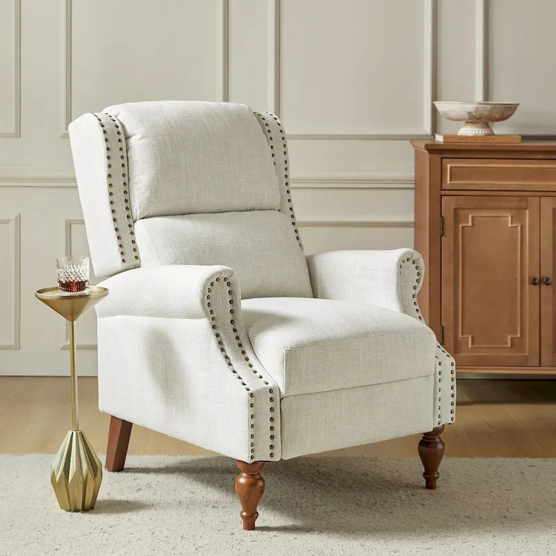 Terri Traditional Roll Arm Manual Recliner with Solid Wood Legs by HULALA HOME