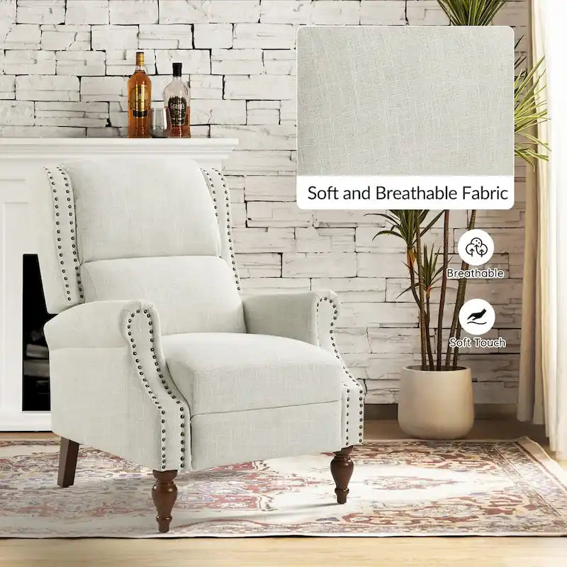 Terri Traditional Roll Arm Manual Recliner with Solid Wood Legs by HULALA HOME