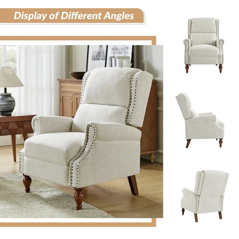 Terri Traditional Roll Arm Manual Recliner with Solid Wood Legs by HULALA HOME