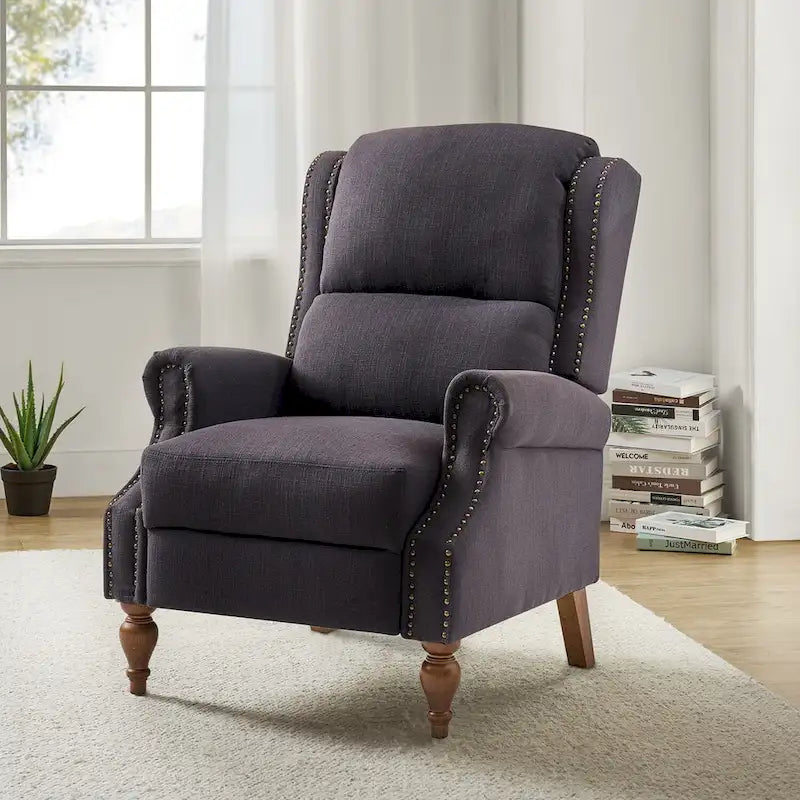 Terri Traditional Roll Arm Manual Recliner with Solid Wood Legs by HULALA HOME