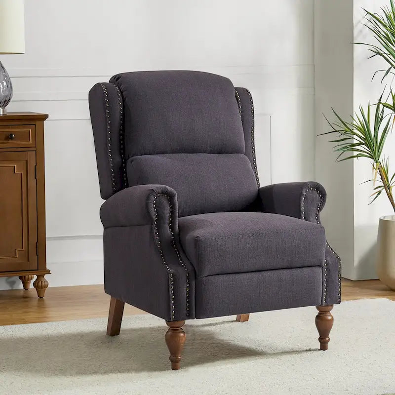 Terri Traditional Roll Arm Manual Recliner with Solid Wood Legs by HULALA HOME