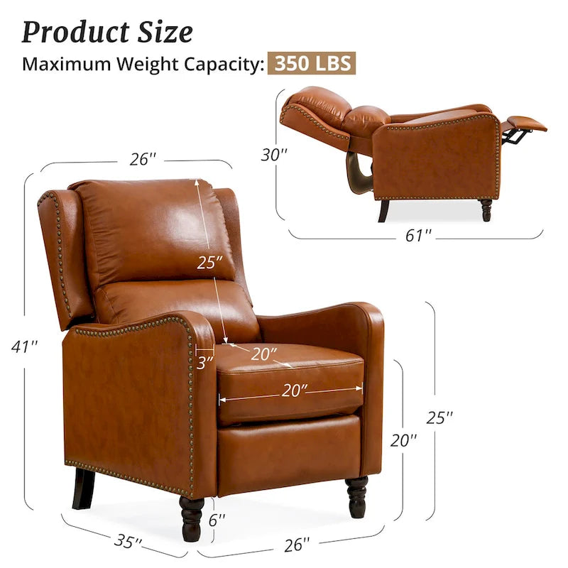 COZYMAN Leather Pushback Recliner Comfortable Living Room Chair