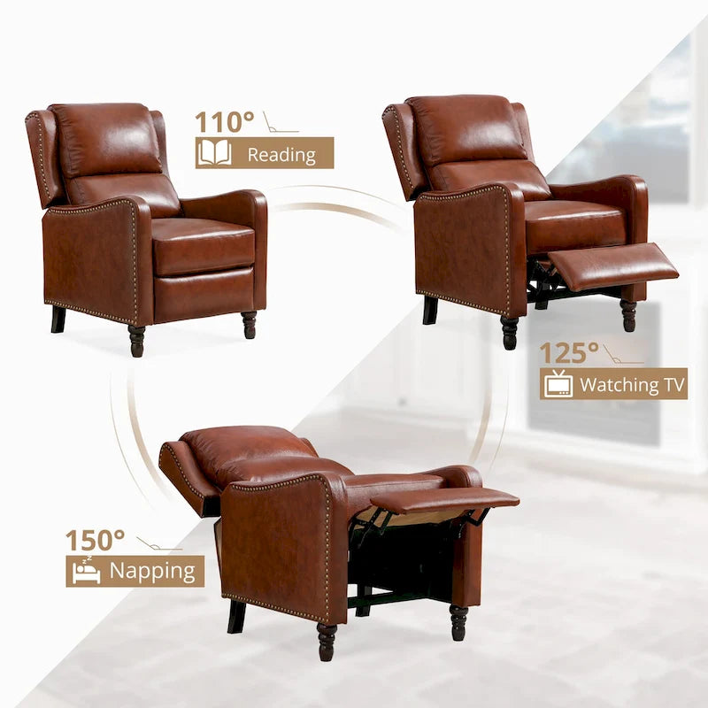 COZYMAN Leather Pushback Recliner Comfortable Living Room Chair