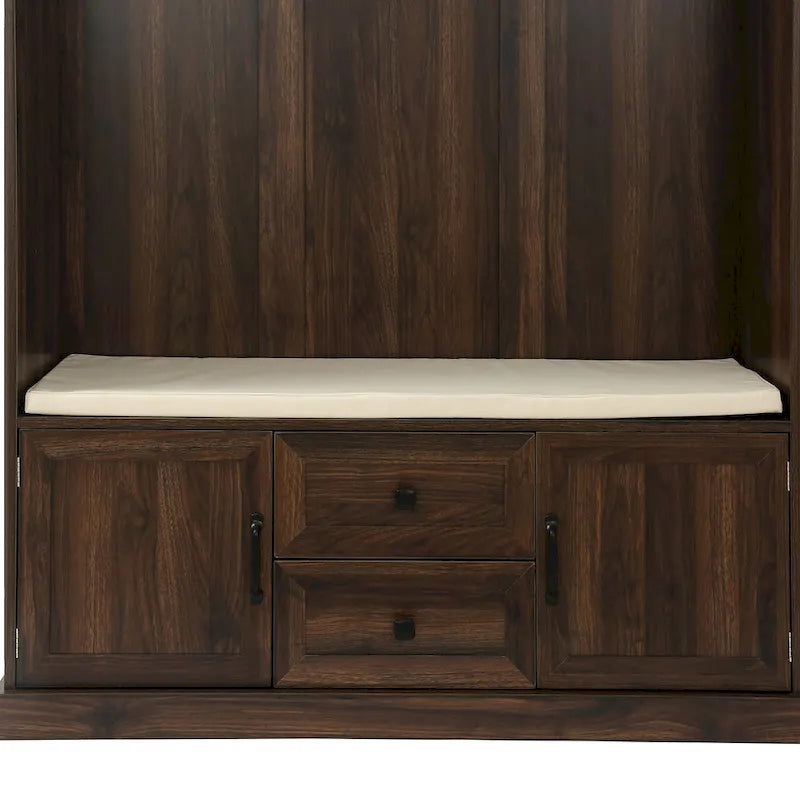 3-in-1 Design Hall Tree with 3 Hooks and Storage Bench - 47.24W x 70.9H x 15.74D