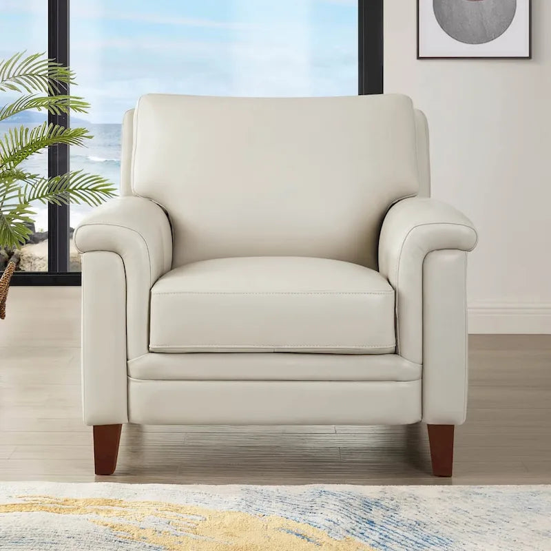 Hydeline Westcott Top Grain Leather Sofa Loveseat and Chair Set with Memory Foam and Springs