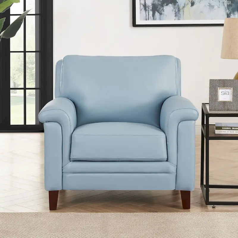 Hydeline Westcott Top Grain Leather Sofa Loveseat and Chair Set with Memory Foam and Springs