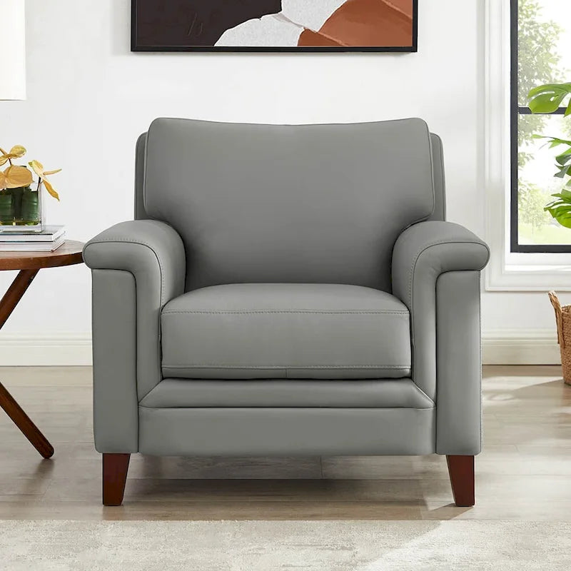 Hydeline Westcott Top Grain Leather Sofa Loveseat and Chair Set with Memory Foam and Springs