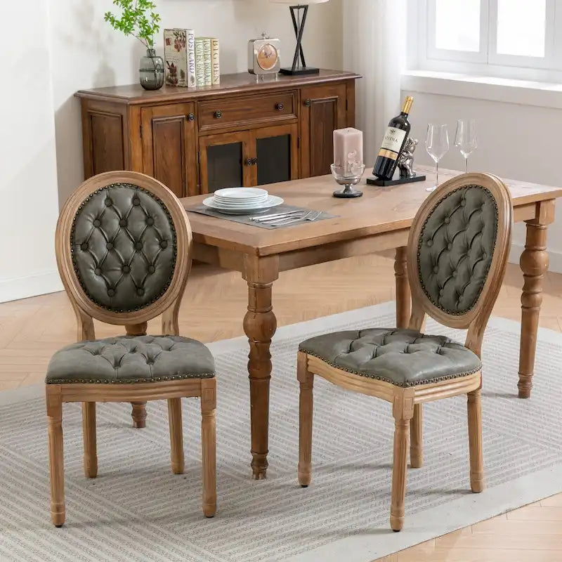 Wood Frame Dining Chair with Nailhead Trim,Set of 2