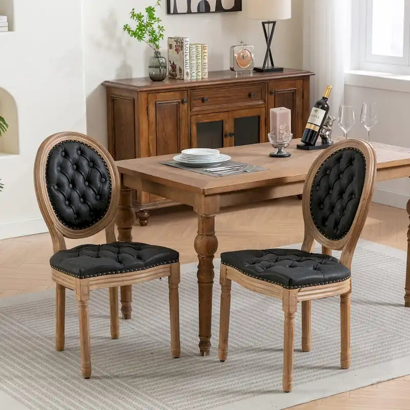 Wood Frame Dining Chair with Nailhead Trim,Set of 2