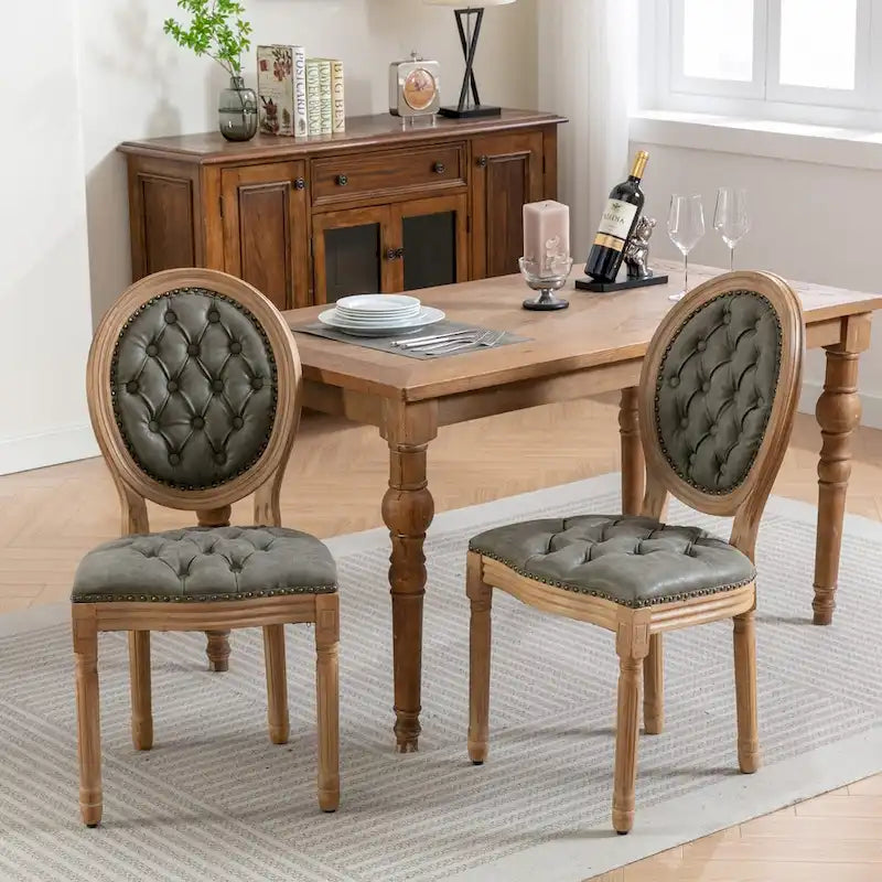 Wood Frame Dining Chair with Nailhead Trim,Set of 2