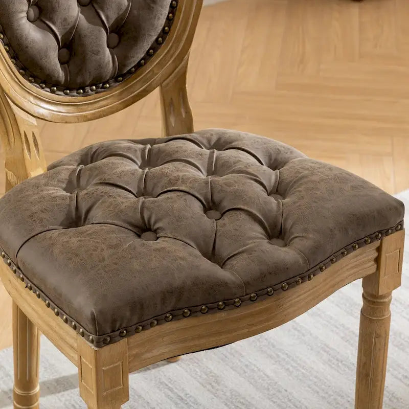 Wood Frame Dining Chair with Nailhead Trim,Set of 2