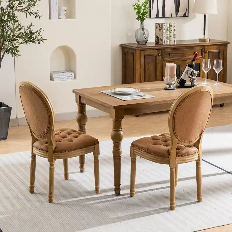 Wood Frame Dining Chair with Nailhead Trim,Set of 2