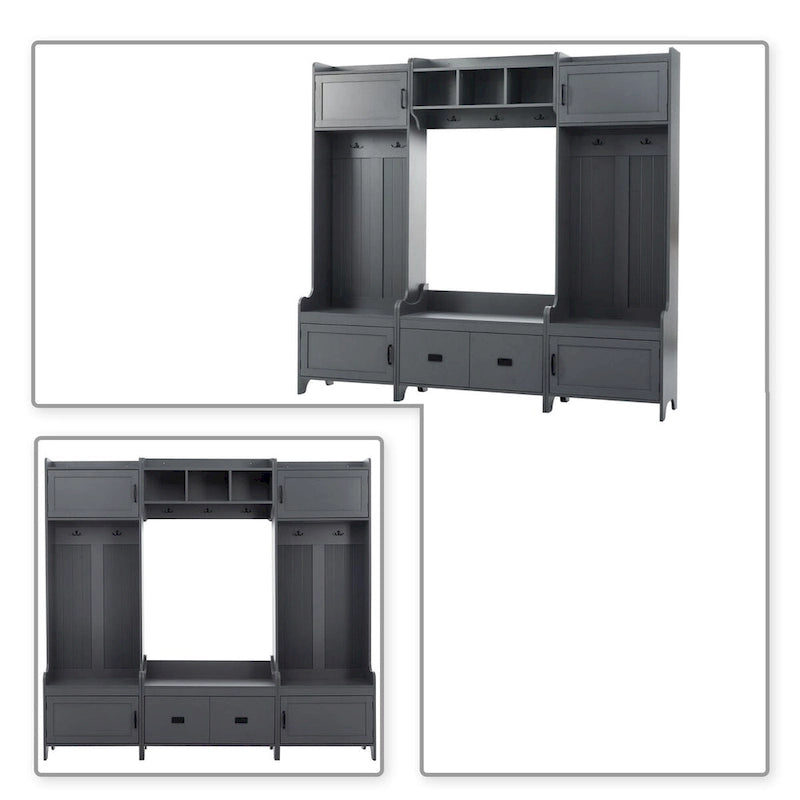 Multi-Functional Freestanding Wooden 4-in-1 Modular Hall Tree