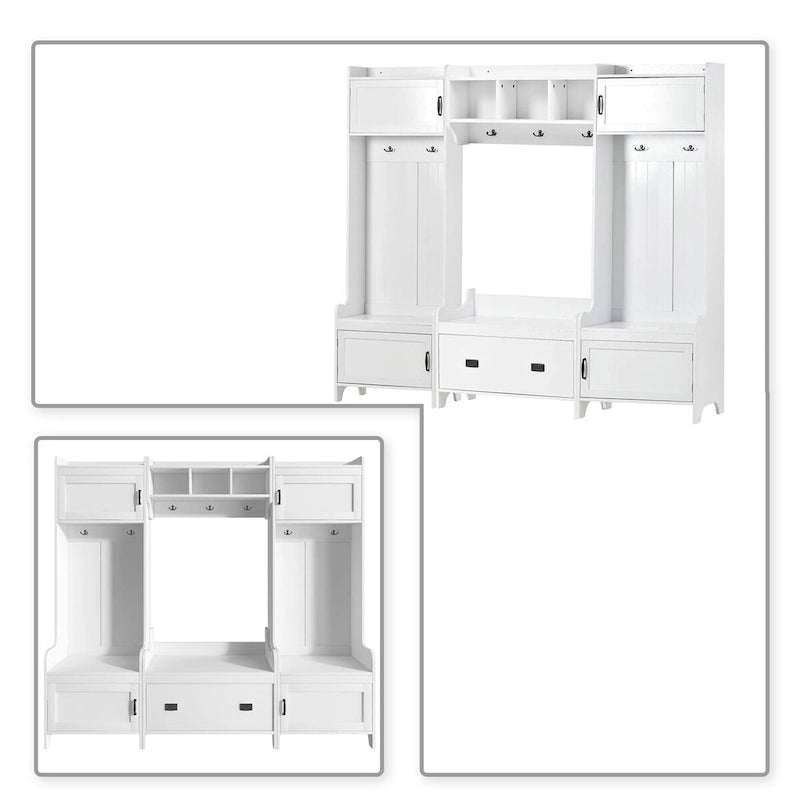 Multi-Functional Freestanding Wooden 4-in-1 Modular Hall Tree