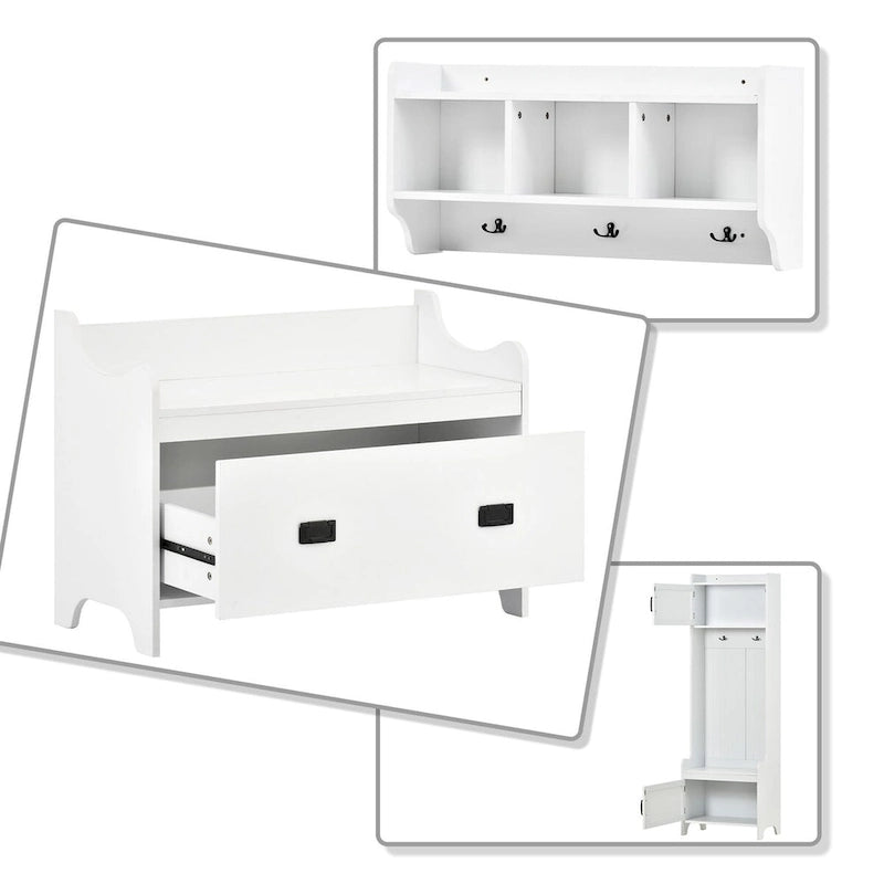 Multi-Functional Freestanding Wooden 4-in-1 Modular Hall Tree