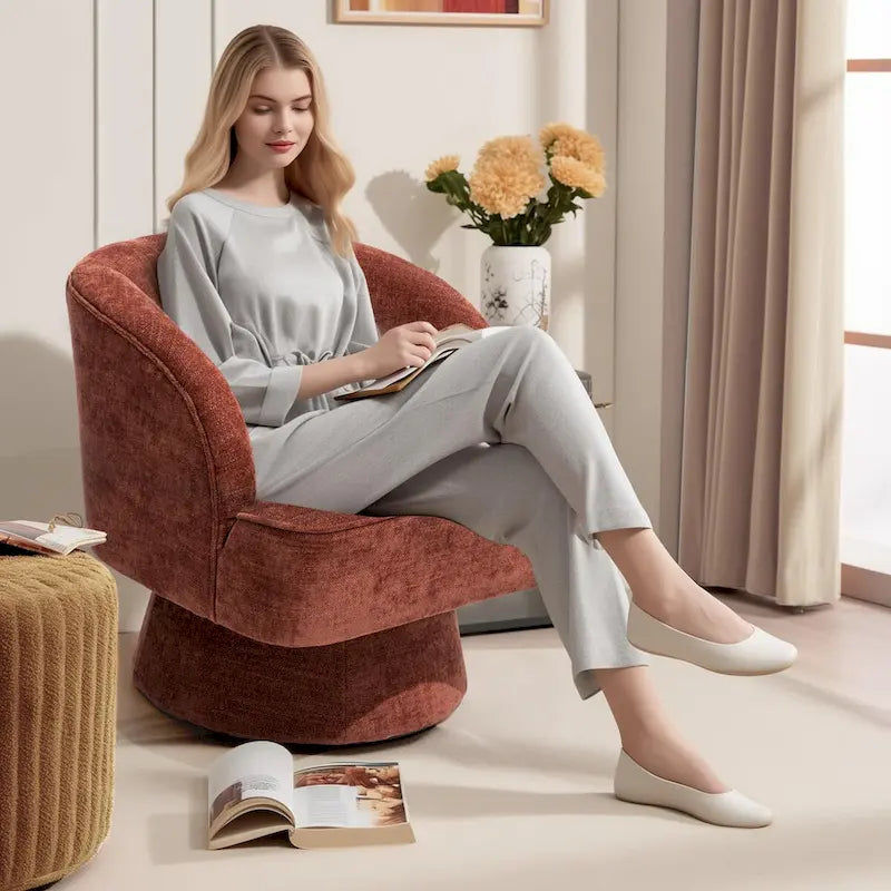 Upholstered Swivel Accent Chair Armchair, Barrel Chair, Club Chair