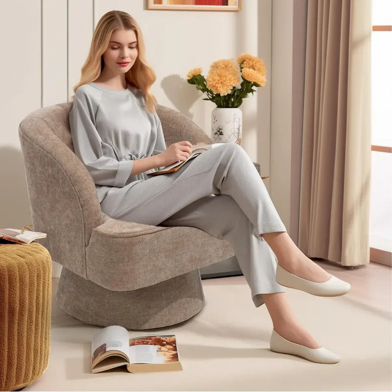 Upholstered Swivel Accent Chair Armchair, Barrel Chair, Club Chair