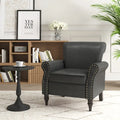 Rolled Armrests PU Accent Chair with Nailhead Trim