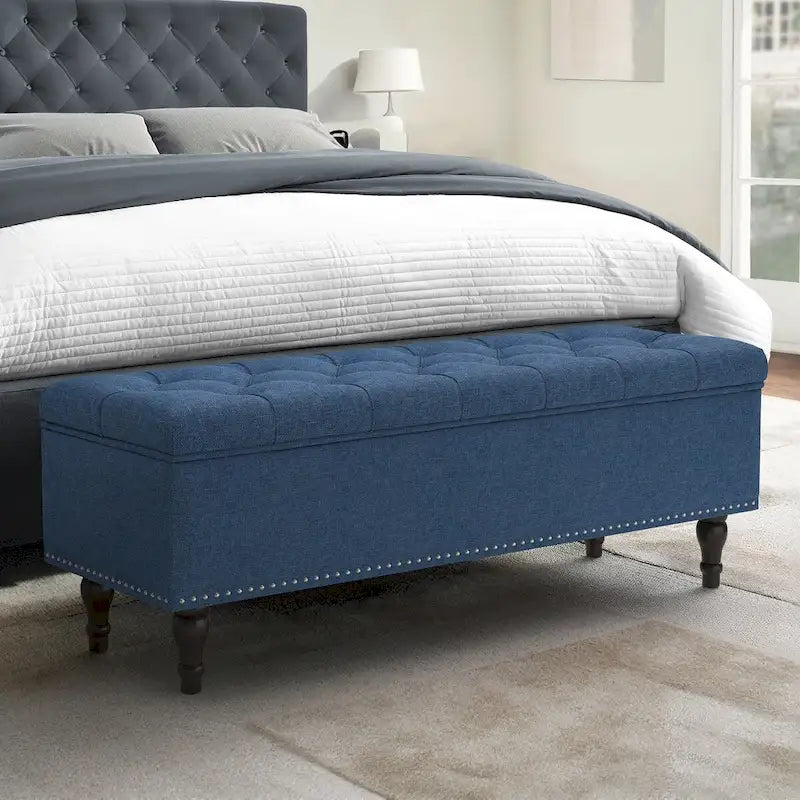 COZYMAN Tufted Storage Bench, Upholstered Ottoman with Storage - 50.8 W X 17.1 D X 18.3 H