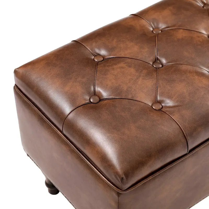 COZYMAN Tufted Storage Bench, Upholstered Ottoman with Storage - 50.8 W X 17.1 D X 18.3 H