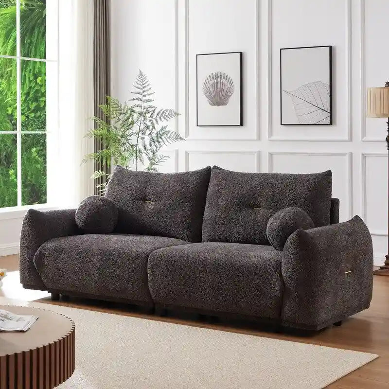 90 comfortable sofa with 2 cushions and 2 ball pillows