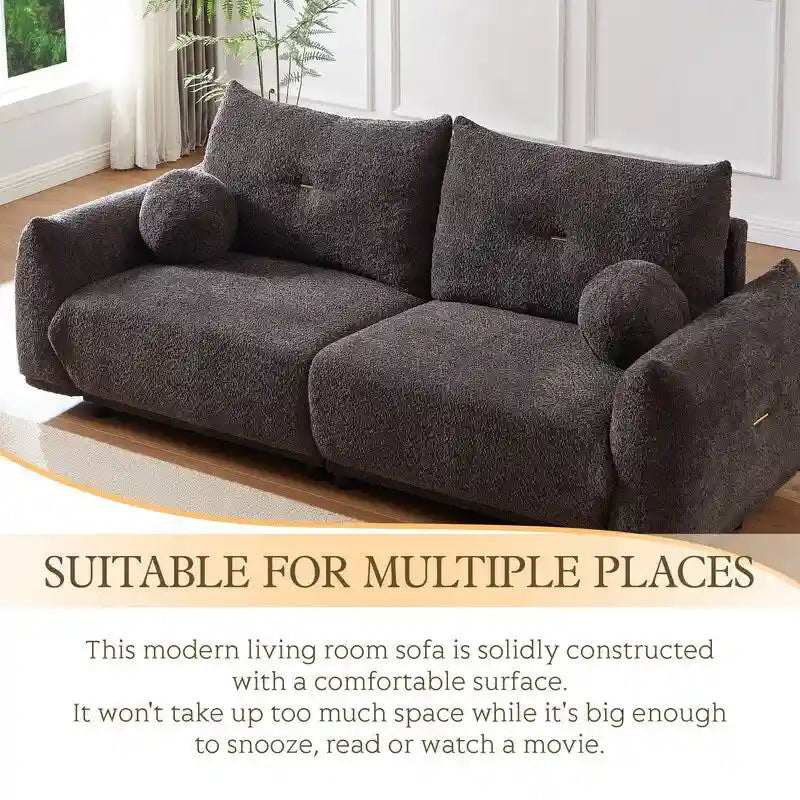 90 comfortable sofa with 2 cushions and 2 ball pillows