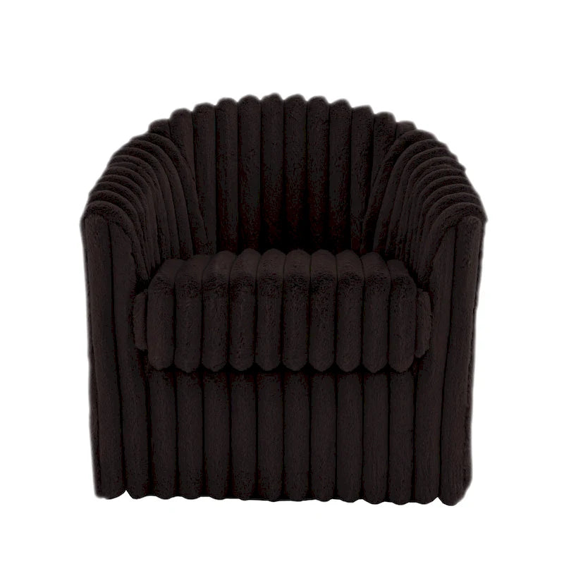 30.7W Faux Fur Upholstered Accent Chair Swivel Barrel Chair