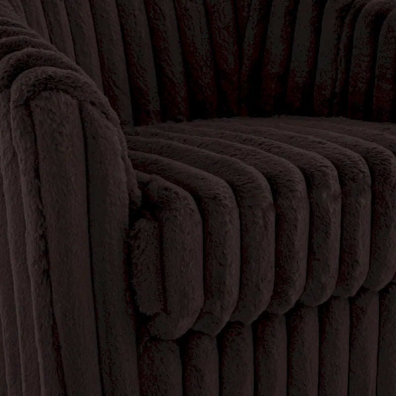 30.7W Faux Fur Upholstered Accent Chair Swivel Barrel Chair