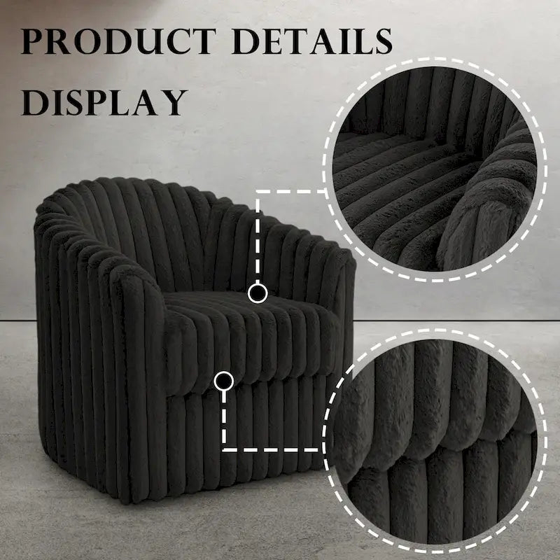30.7W Faux Fur Upholstered Accent Chair Swivel Barrel Chair