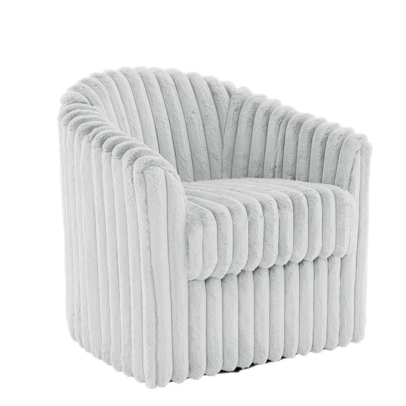 30.7W Faux Fur Upholstered Accent Chair Swivel Barrel Chair