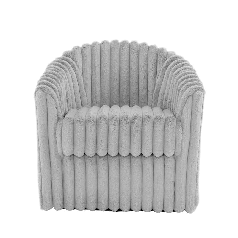 30.7W Faux Fur Upholstered Accent Chair Swivel Barrel Chair