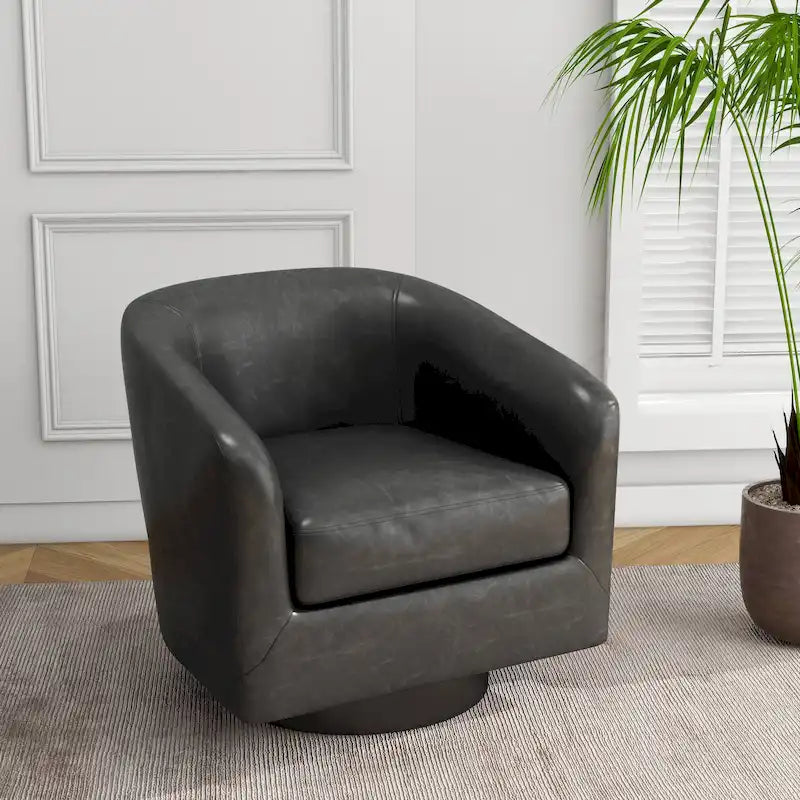 Modern Upholstered Barrel Chair Swivel Accent Chair for Living Room