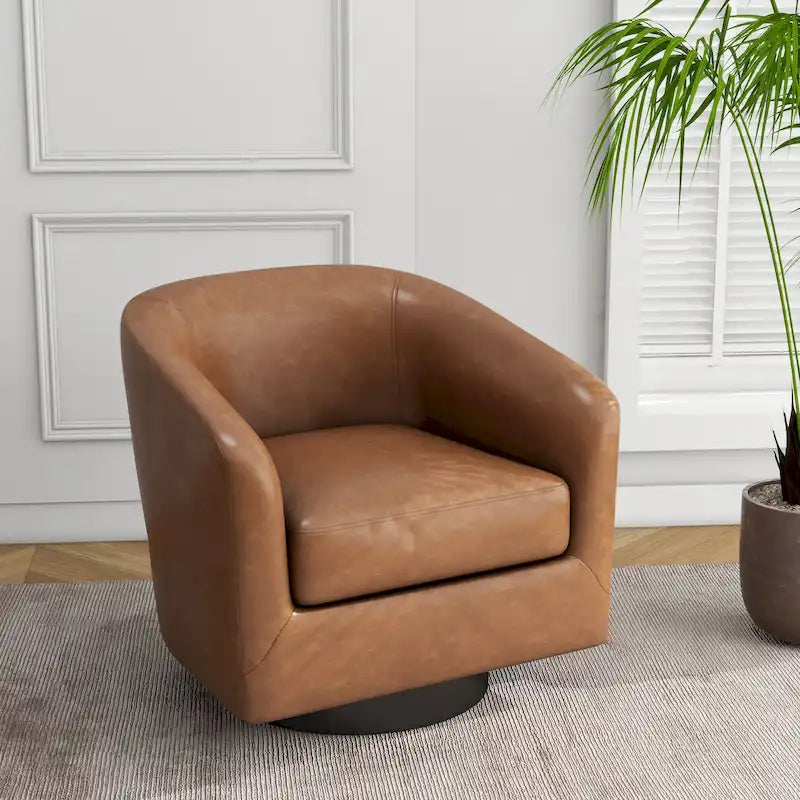 Modern Upholstered Barrel Chair Swivel Accent Chair for Living Room
