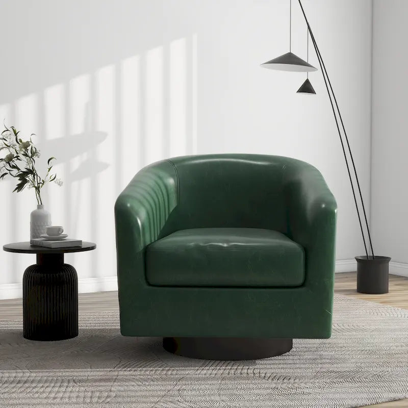Modern Upholstered Barrel Chair Swivel Accent Chair for Living Room