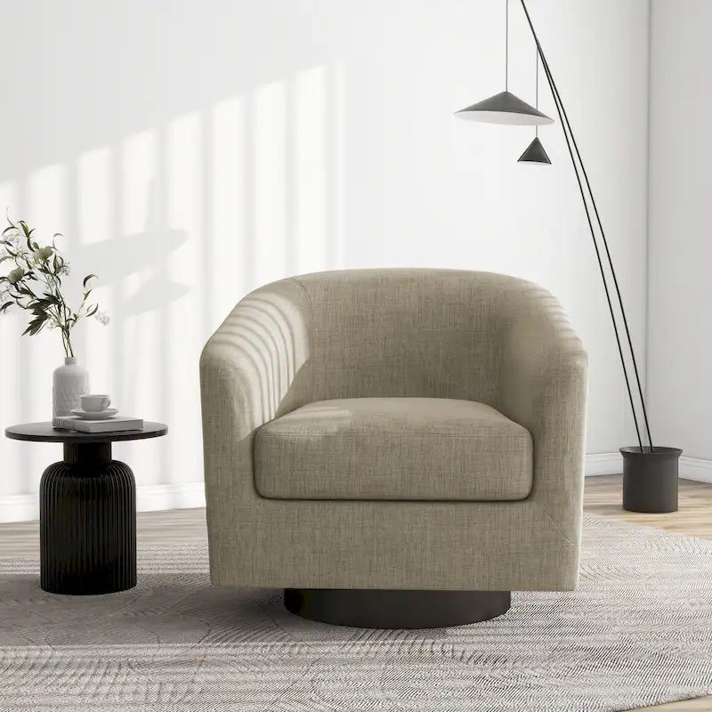 Modern Upholstered Barrel Chair Swivel Accent Chair for Living Room