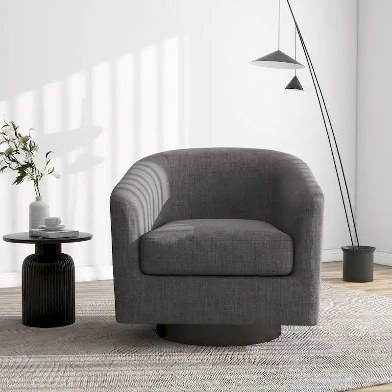 Modern Upholstered Barrel Chair Swivel Accent Chair for Living Room