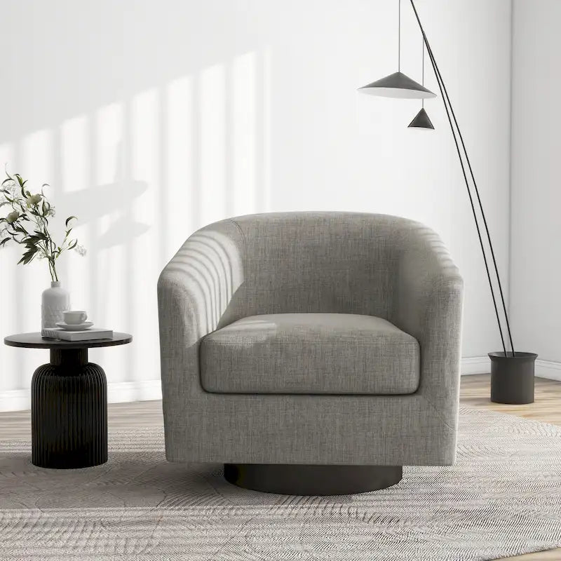 Modern Upholstered Barrel Chair Swivel Accent Chair for Living Room