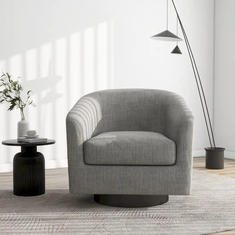 Modern Upholstered Barrel Chair Swivel Accent Chair for Living Room