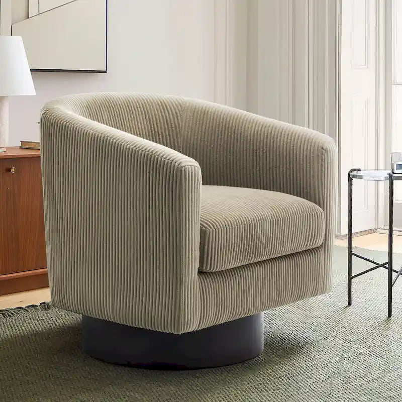 Modern Upholstered Barrel Chair Swivel Accent Chair for Living Room