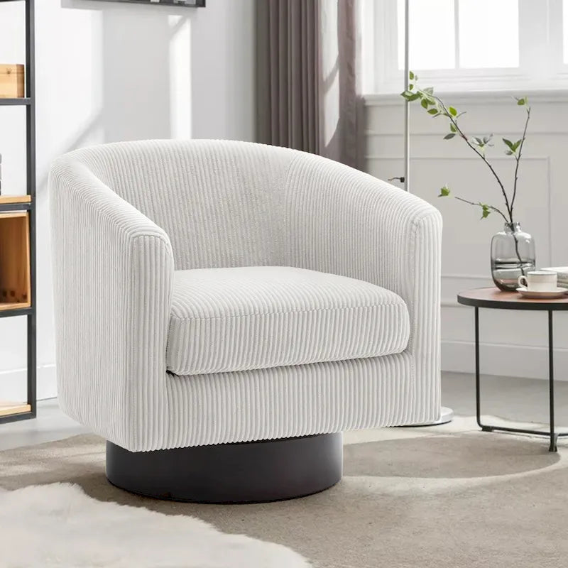 Modern Upholstered Barrel Chair Swivel Accent Chair for Living Room