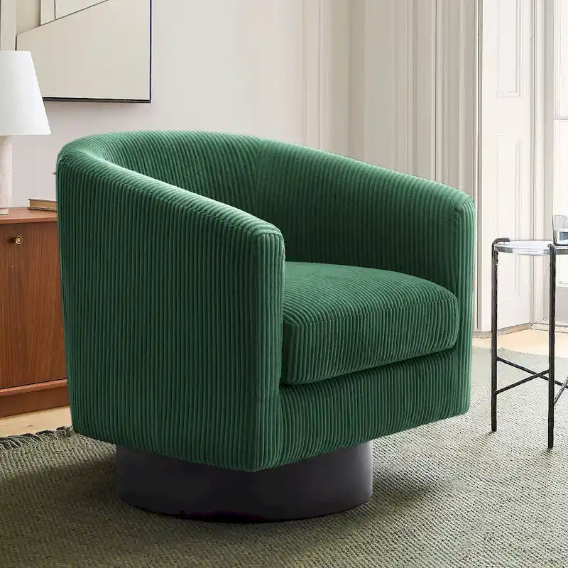 Modern Upholstered Barrel Chair Swivel Accent Chair for Living Room