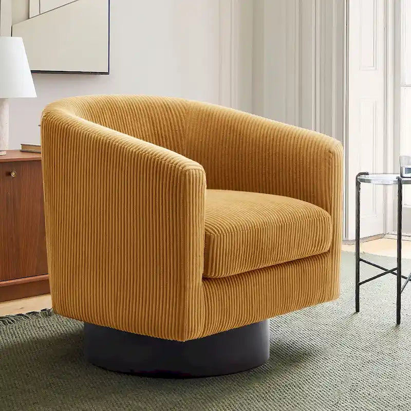 Modern Upholstered Barrel Chair Swivel Accent Chair for Living Room
