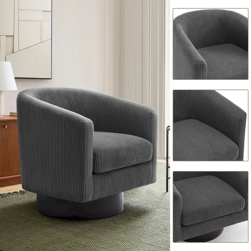Modern Upholstered Barrel Chair Swivel Accent Chair for Living Room